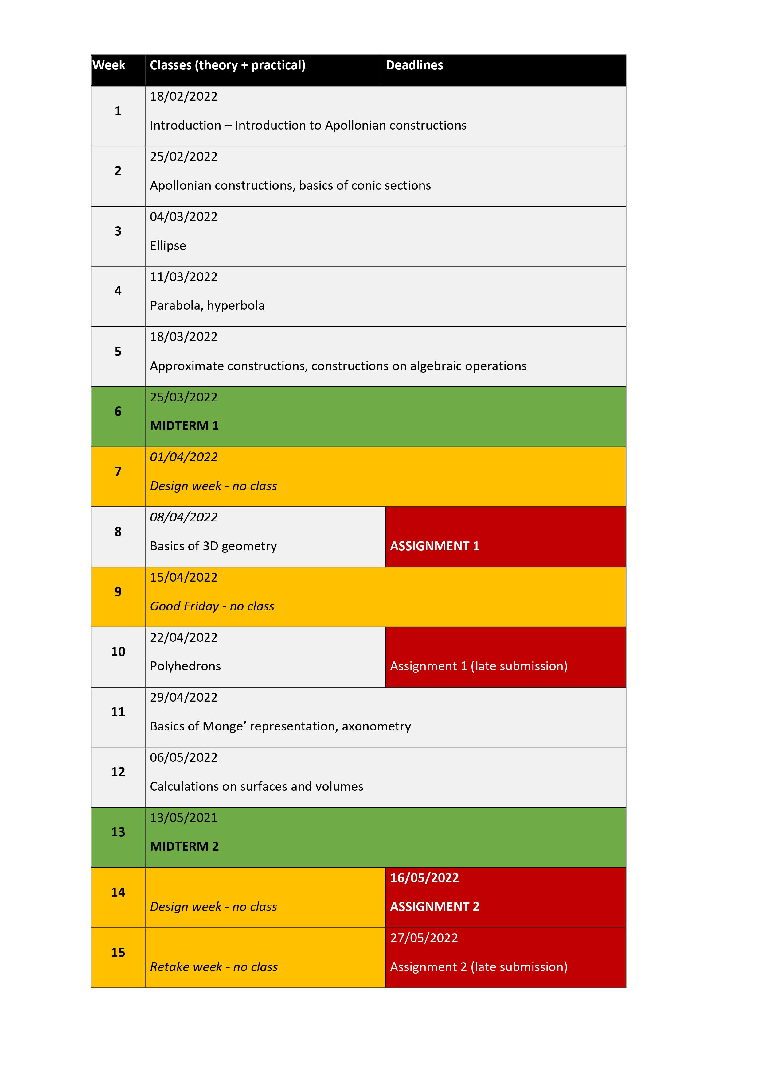 Changes in the schedule may be implemented in case of unanimous